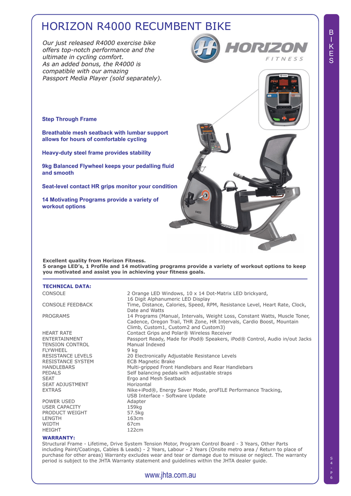 R4000 discount recumbent bike