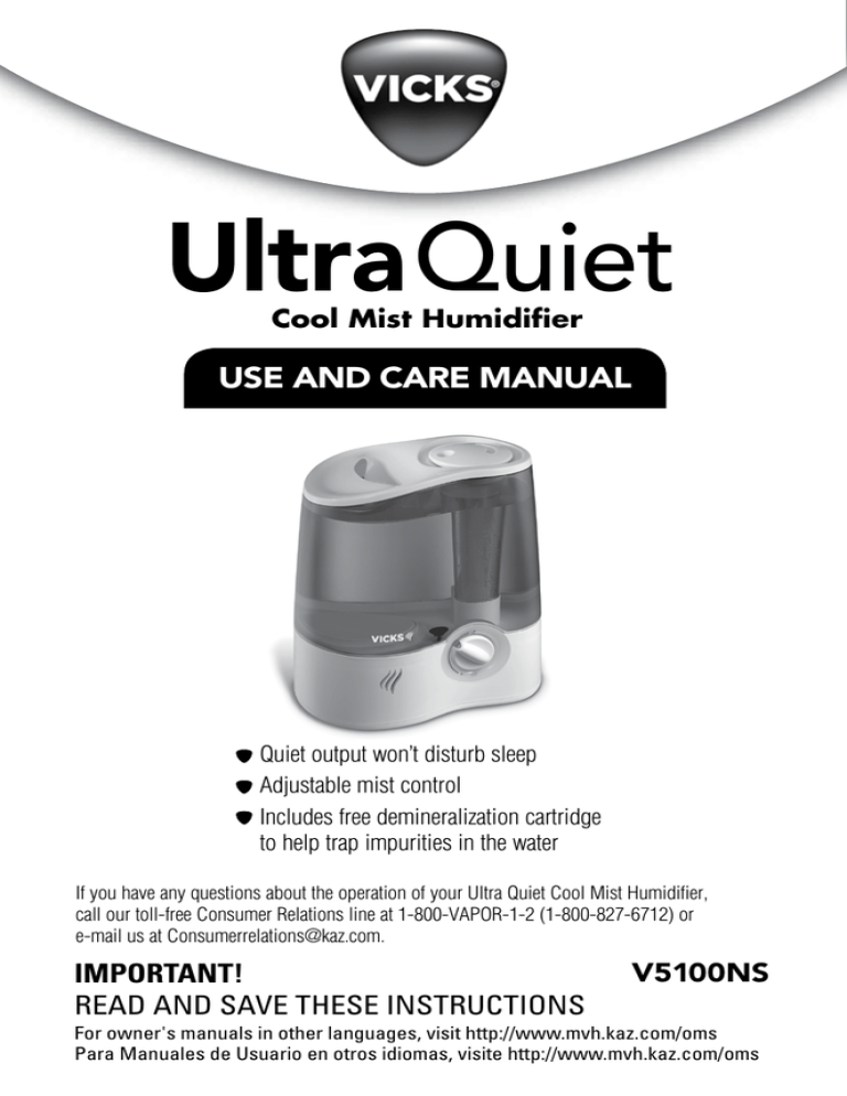 Vicks V5100-N Owner's manual | Manualzz
