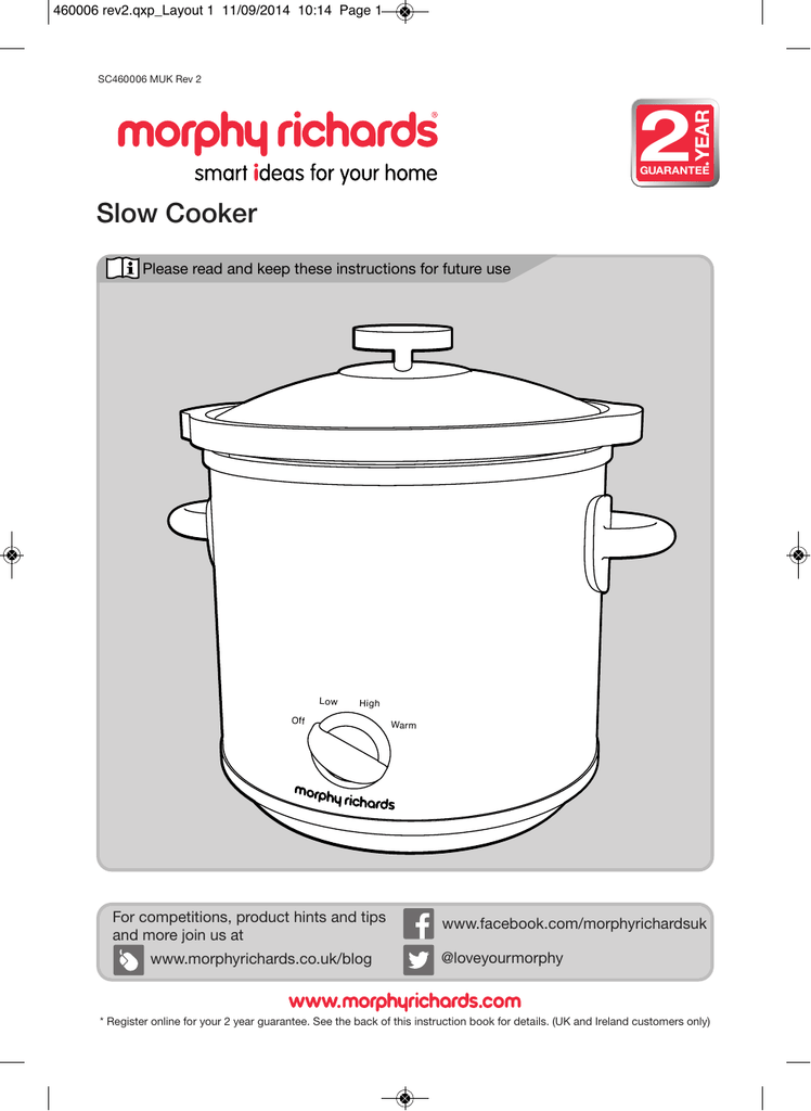 slow cooker instructions morphy richards