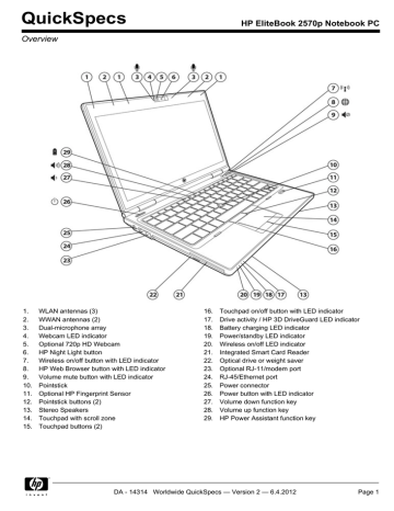 HP EliteBook 2570p Notebook PC | Manualzz