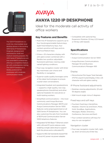 Avaya 1220 IP Deskphone | Manualzz