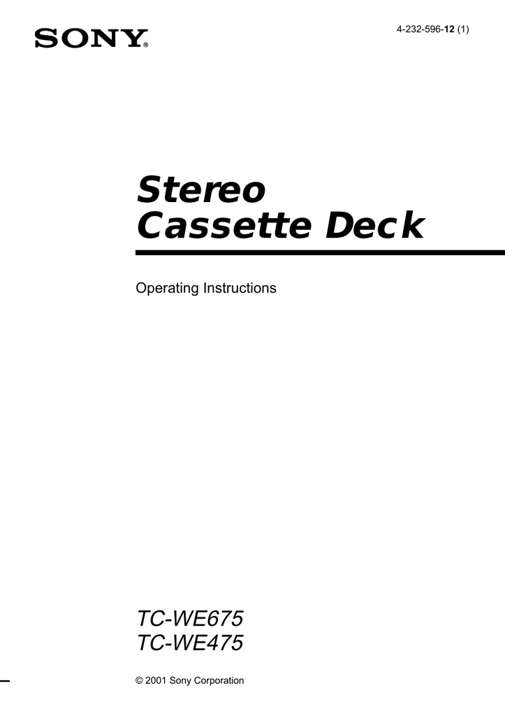 Sony TCWE475 Cassette Player User manual Manualzz