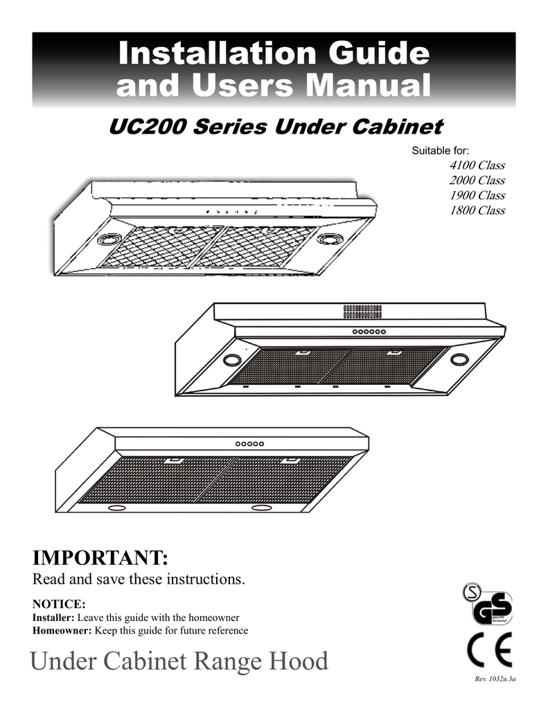 Hallman UC2001830S 30 in. Under Range Hood Instructions Manualzz