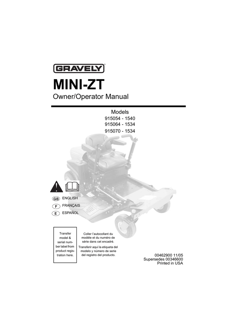 Gravely mini zt discount 1534 belt diagram