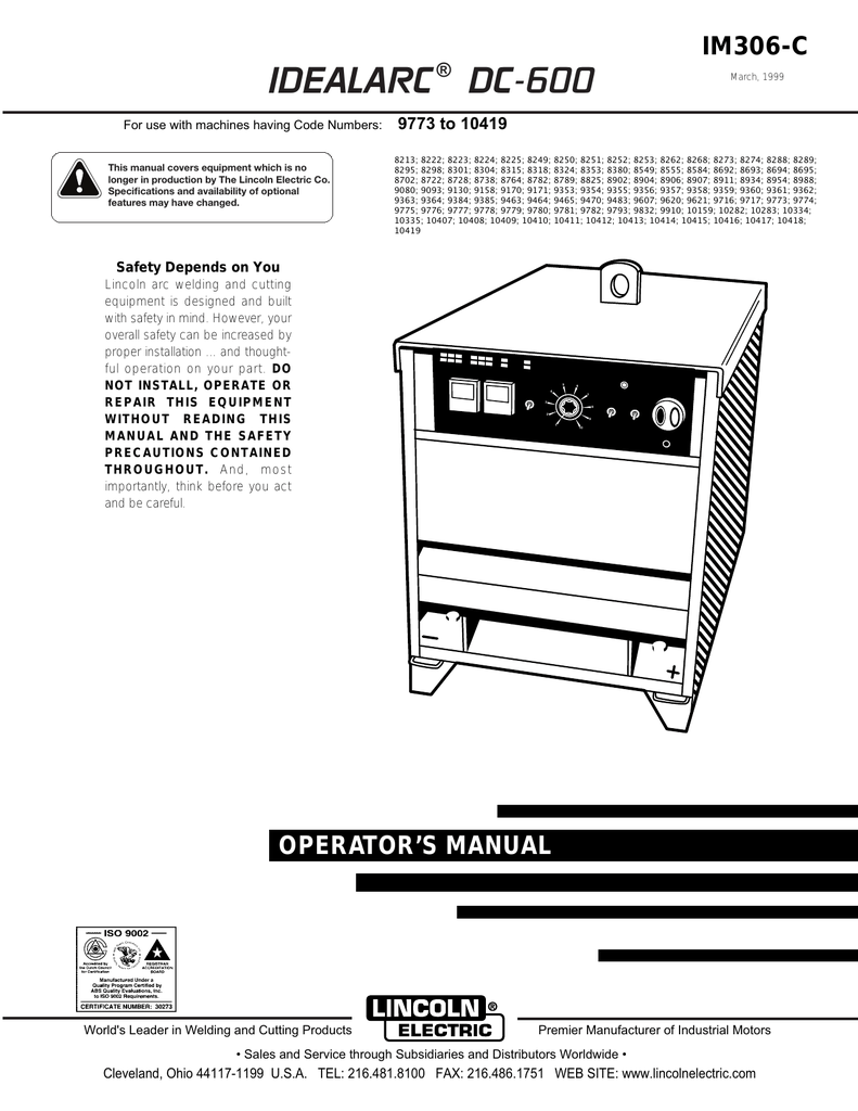 Lincoln Electric DC-600 Operating instructions | Manualzz