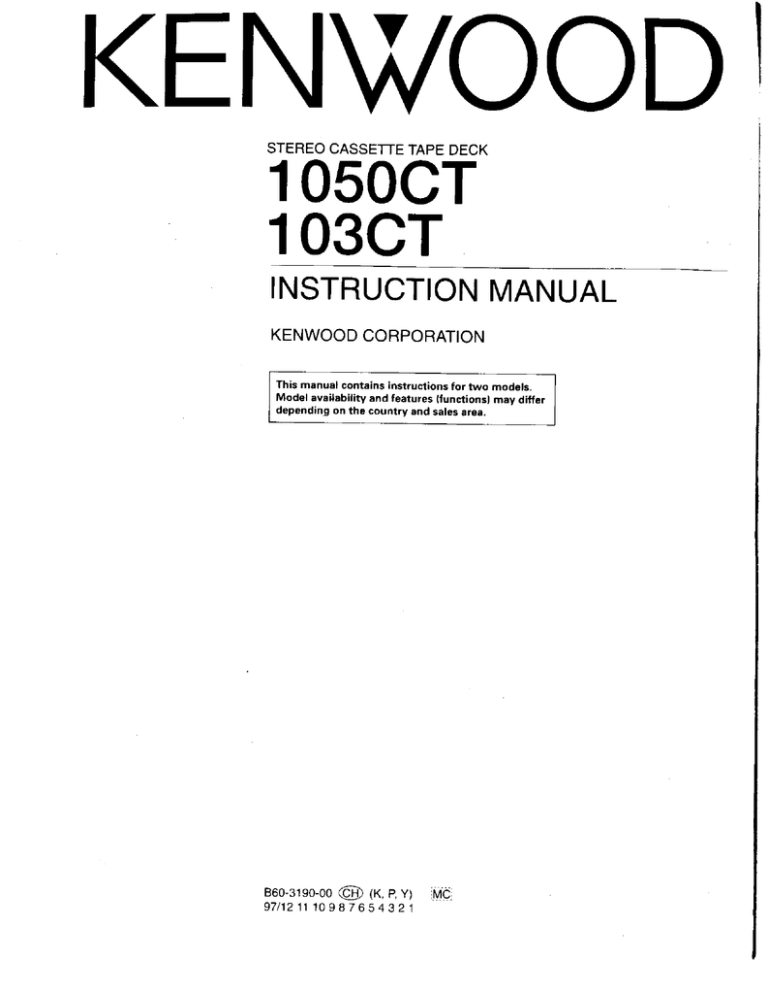 Kenwood 103 Ct Owners Manual Manualzz