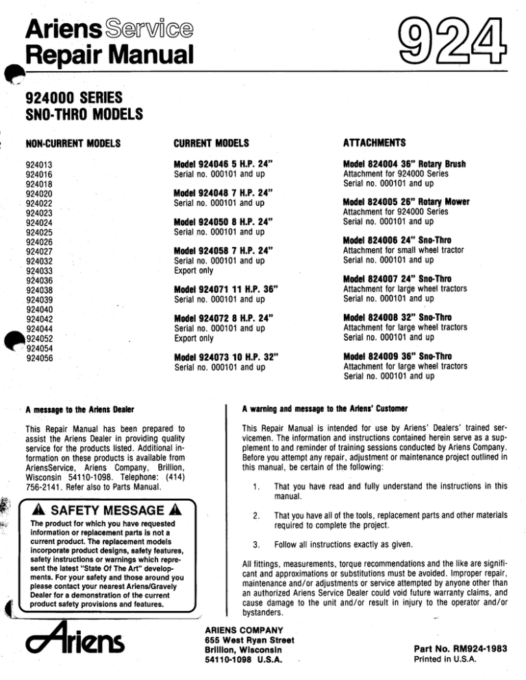 Ariens Service Manual Pdf Download