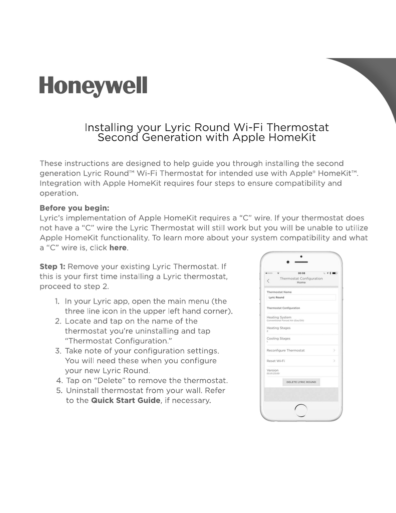 Honeywell Lyric Wi Fi Thermostat 2nd Gen Instructions Manualzz