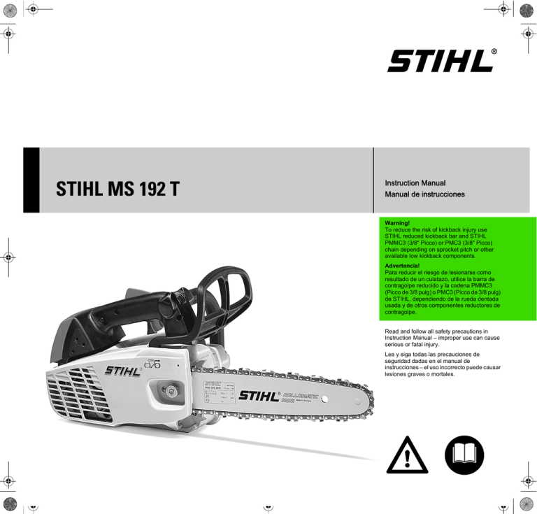 Stihl Ms 192 T Tc Arborist Chain Saw Instruction Manual Stihl Manualzz