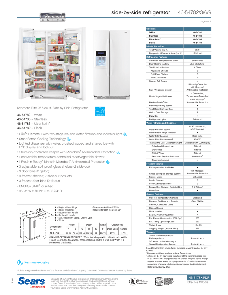 Side By Side Refrigerator Manualzz