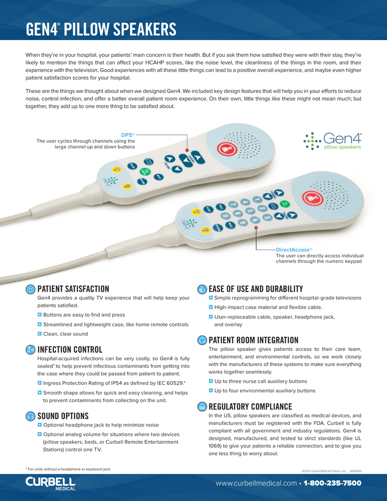 Gen4 Pillow Speakers Curbell Medical Products Inc Manualzz