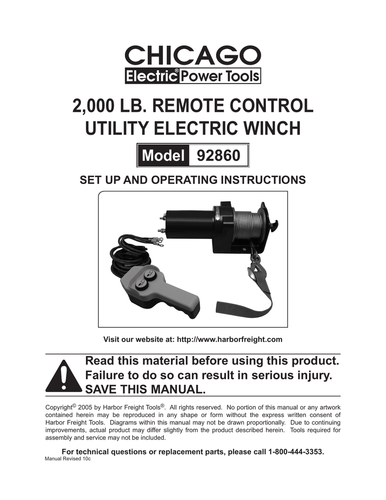 2000 lb. remote control utility electric winch | Manualzz