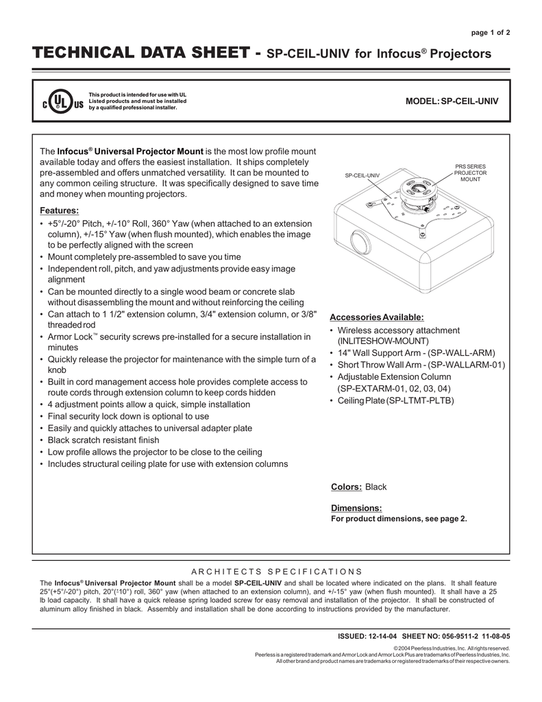 Sp Ceil Univ For Infocus Projectors Manualzz Com