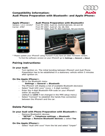 Audi Handyvorbereitung mit Bluetooth 