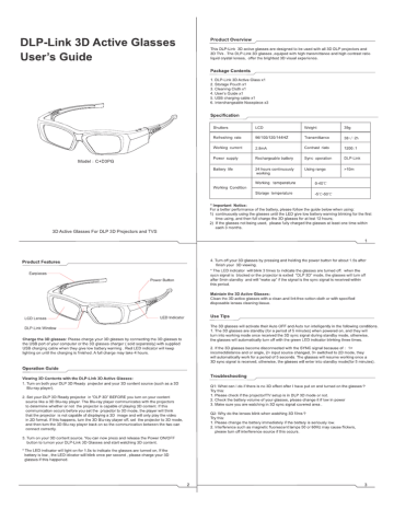 Dlp Link 3d Active Glasses User S Guide Manualzz