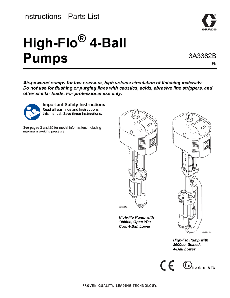 Graco 3A3382B HighFlo 4Ball Pumps Instructions Manualzz