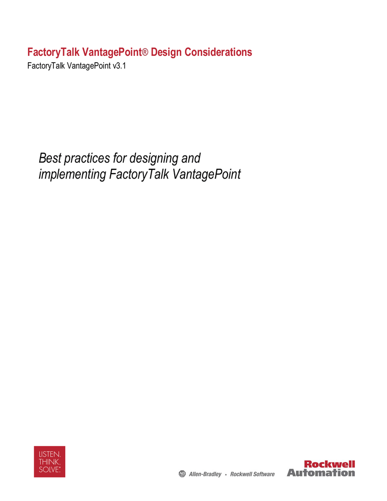 FactoryTalk VantagePoint Rockwell Automation Knowledgebase Manualzz