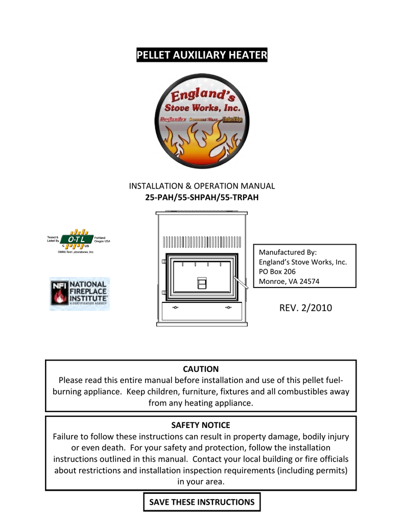 Summers Heat 55-SHPAHL 2000-sq ft Pellet Stove Manual | Manualzz