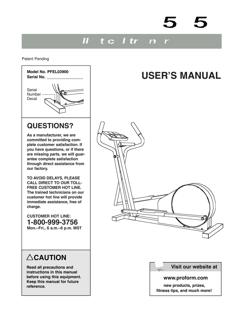 ProForm PFEL03900 Home Gym User manual Manualzz