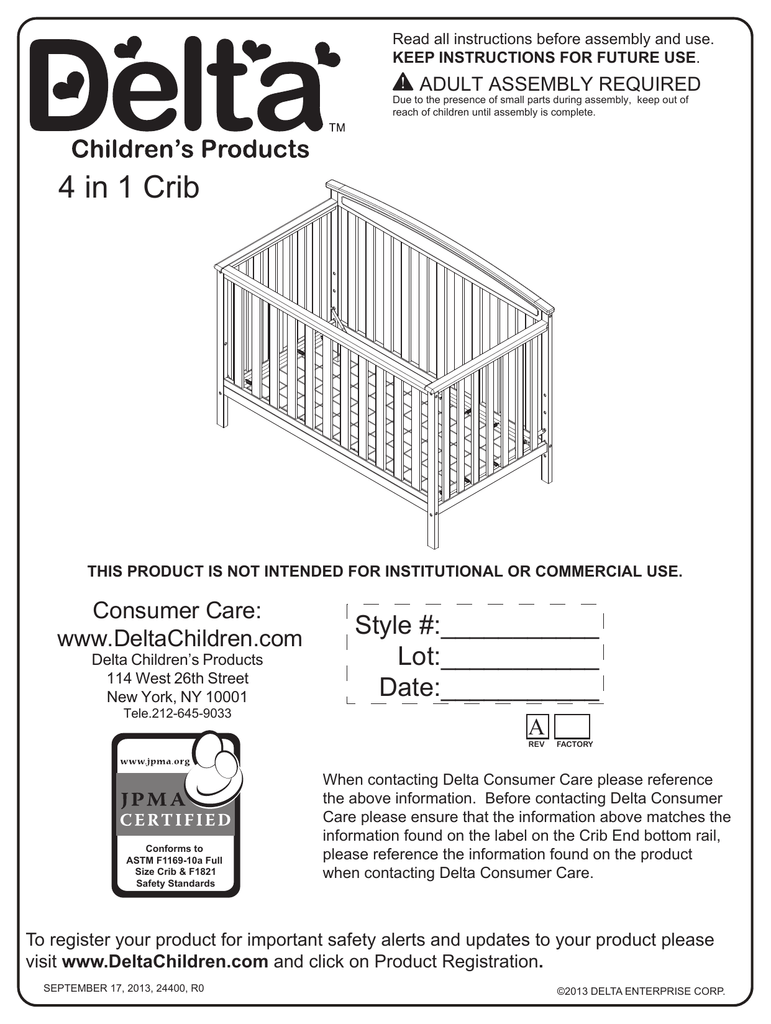 Delta gateway 4 in 1 clearance crib instructions