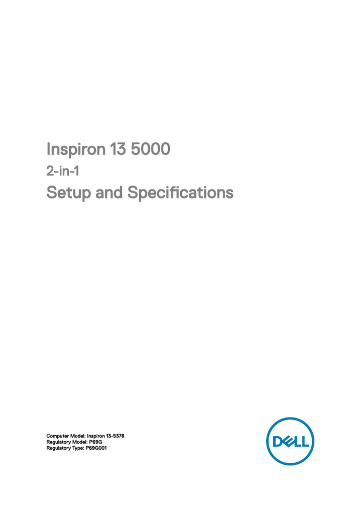 Dell Inspiron 13 5378 2-in-1 Laptop Quick Start Guide | Manualzz