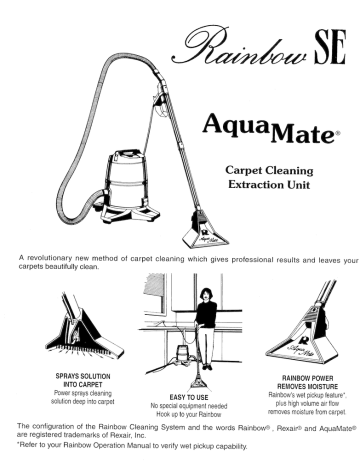 Rexair Rainbow SE - AquaMate Owner Manual | Manualzz