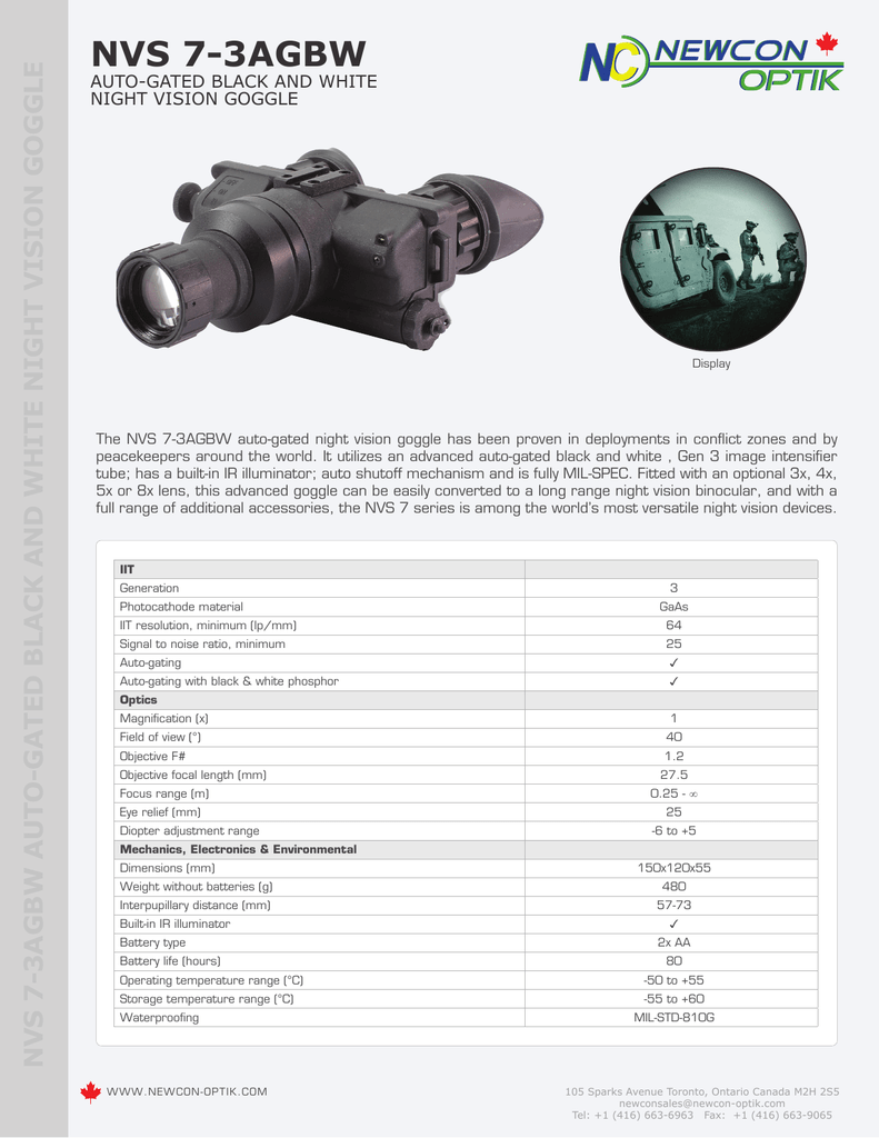 Newcon Optik Nvs 7 3agbw Specification Manualzz