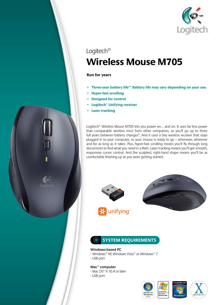 Logitech® Wireless Mouse M705 | Manualzz