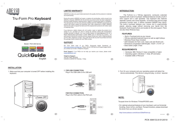 Adesso Tru-Form Pro PCK-308 Series Quick Manual | Manualzz