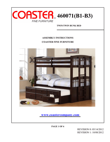Coaster 460071 Assembly Instructions Manual Manualzz Coaster 460071 Assembly Instructions, Coaster Fine Furniture Bunk Bed Assembly Instructions