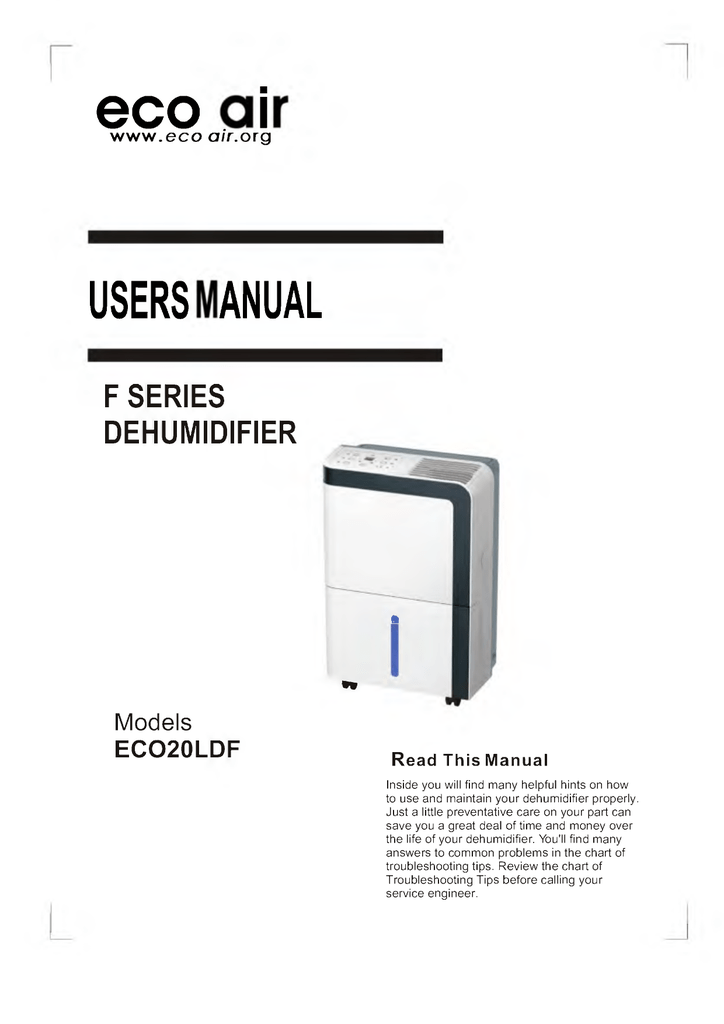 F Range Compact Dehumidifier Manual | manualzz.com