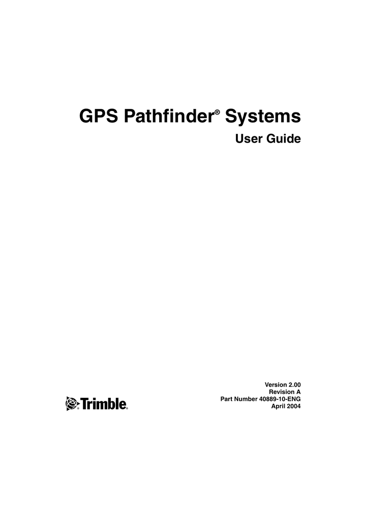 GPS Pathfinder Systems User Guide | Manualzz