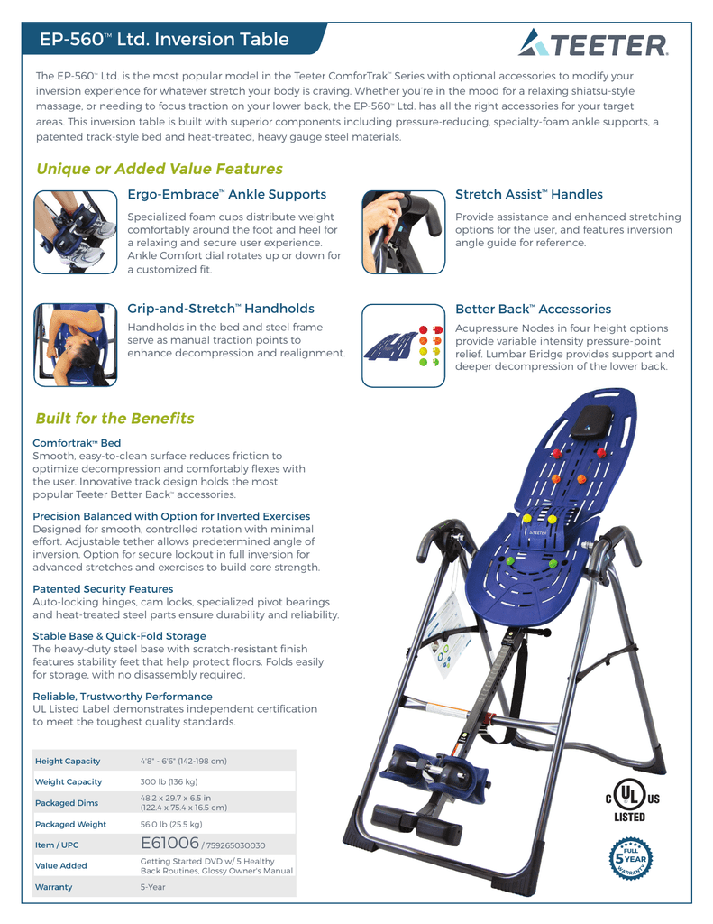 Ep 560 Ltd Inversion Table Manualzz Com