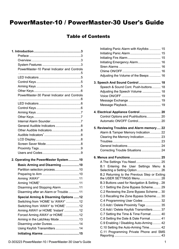 PowerMaster10 / PowerMaster30 User`s Guide Manualzz