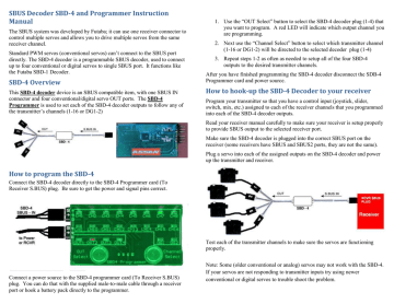 SBUS Decoder SBD-4 and Programmer Instruction Manual SBD | Manualzz