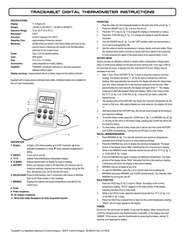 Traceable 4000 Digital Thermometer Instruction | Manualzz