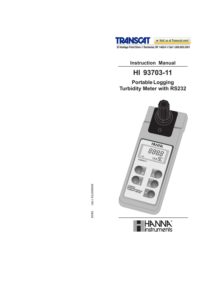 Hanna Instruments HI9370311 Portable Turbidity Meter Manualzz