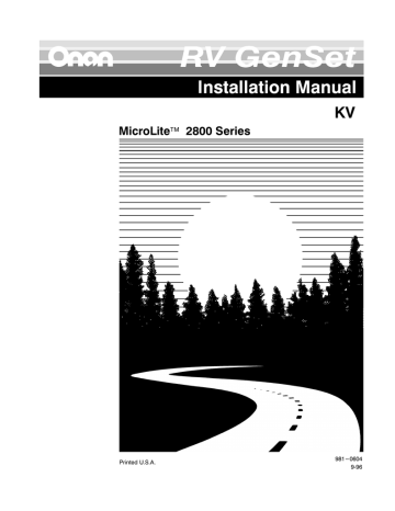 Onan KV MicroLite 2800 Series RV Genset Install Manual | Manualzz