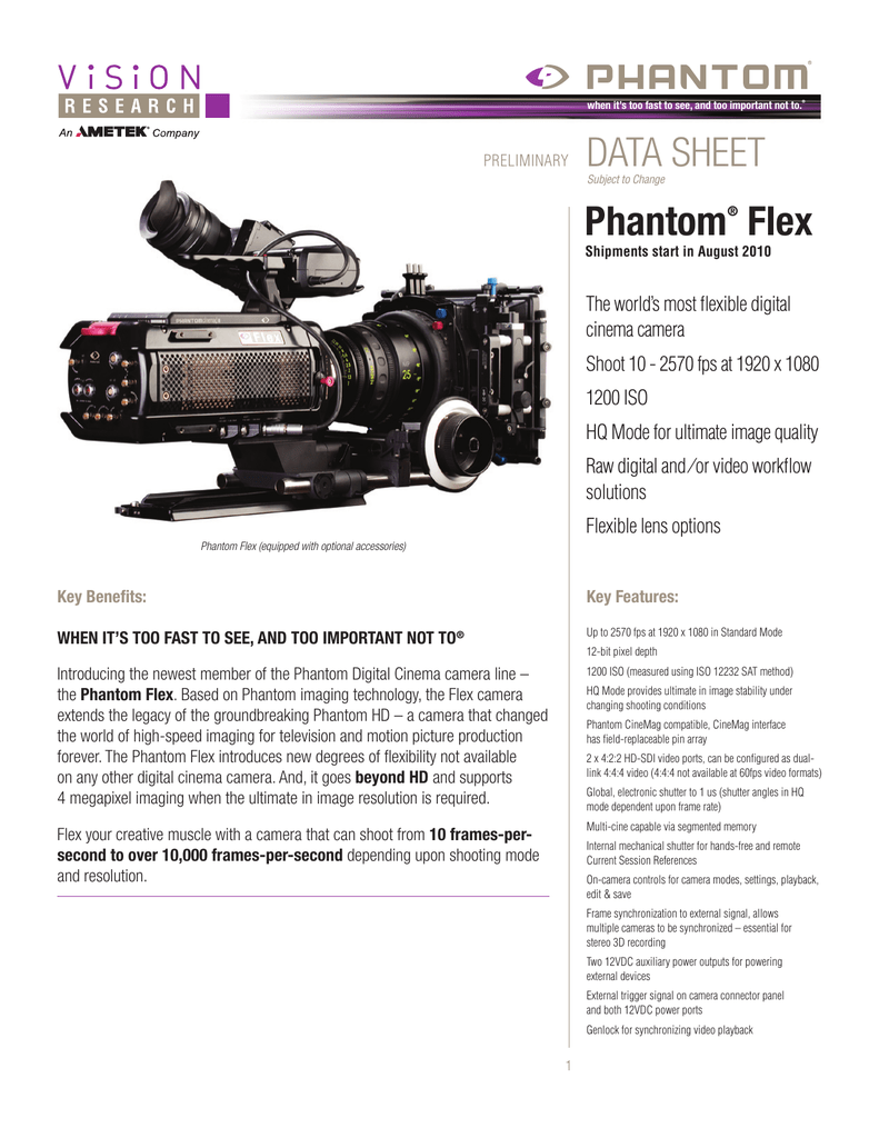 Phantom Flex Data Sheet Manualzz