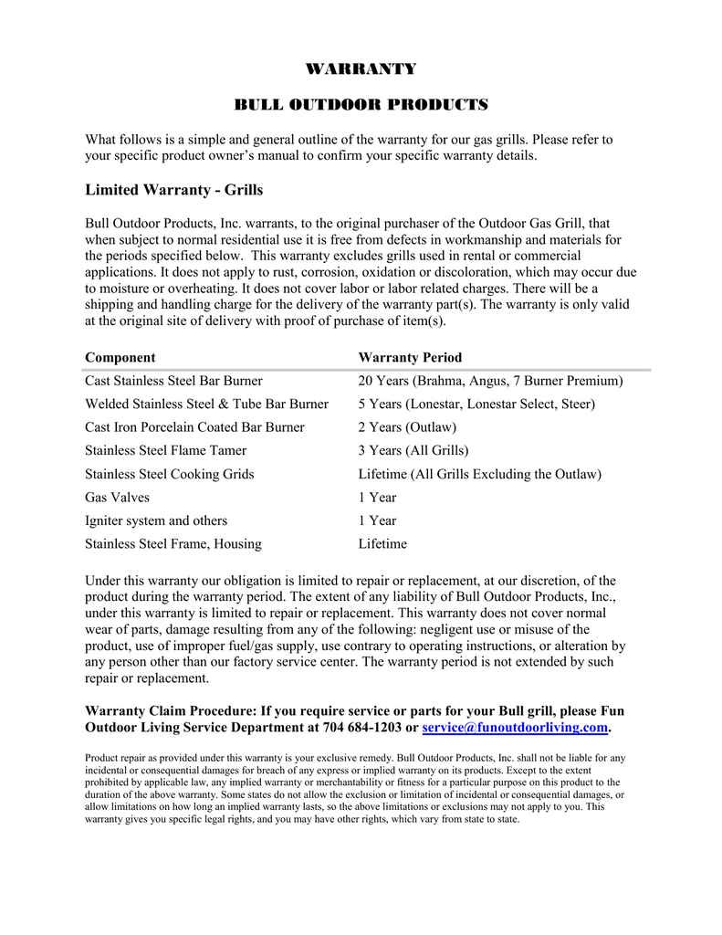 lifetime outdoor products on Warranty Bull Outdoor Products Manualzz
