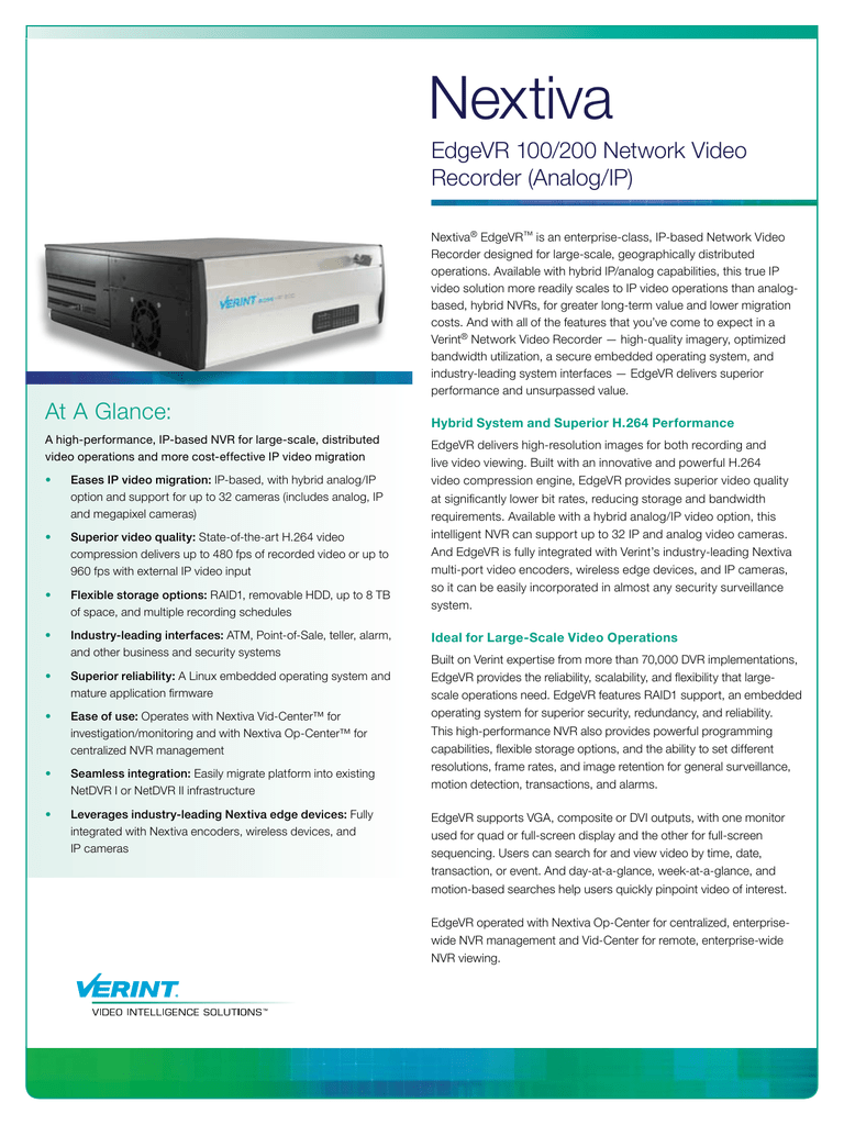 Verint Nextiva EdgeVR200 Digital video recorders Manualzz