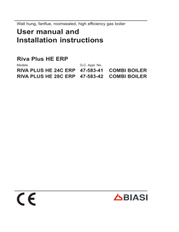 Biasi RIVA PLUS HE 24C ERP User Manual and Installation Instructions | Manualzz