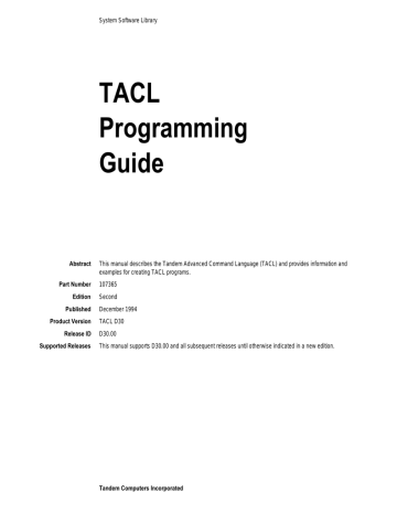 TACL Programming Guide | Manualzz
