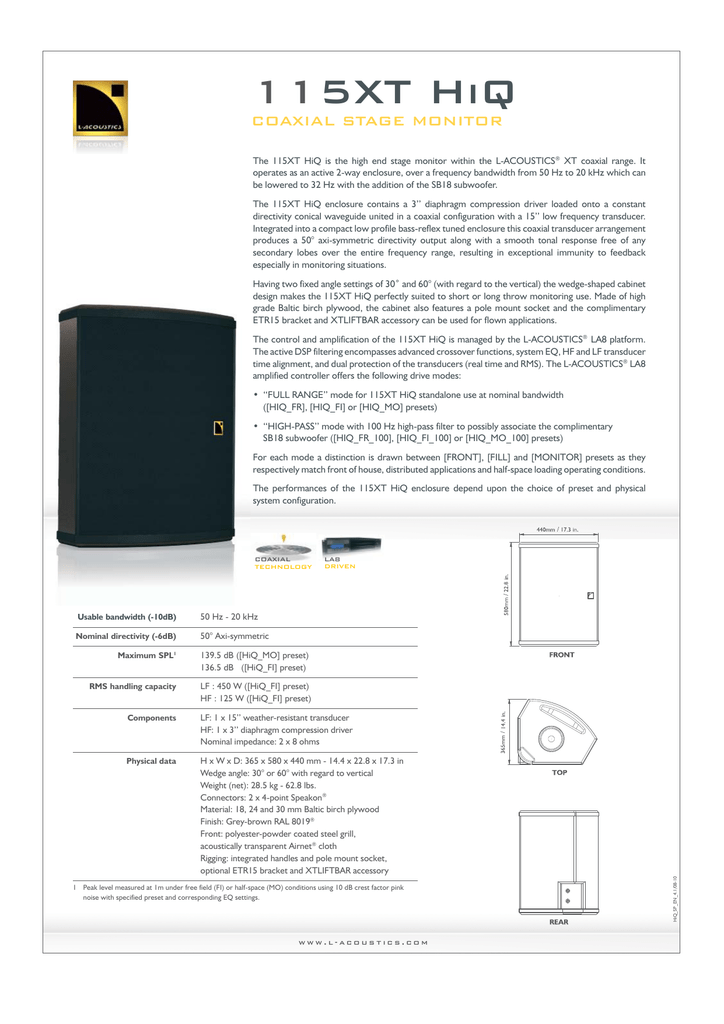 115xt Hiq Prosoundweb Manualzz