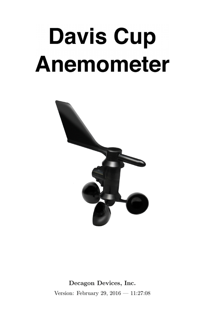 Davis Instruments Cup Anemometer manual Manualzz