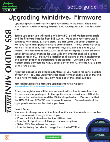 BSS AUDIO Minidrive FDS-334, FDS-336 User Guide | Manualzz