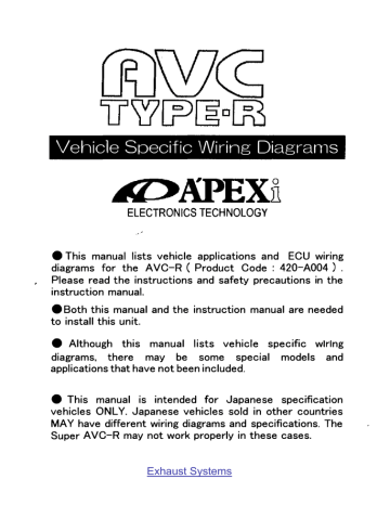 Apexi Performance Exhaust Systems Wiring Manual Manualzz Apexi Performance Exhaust Systems, Avcr Wiring Diagram