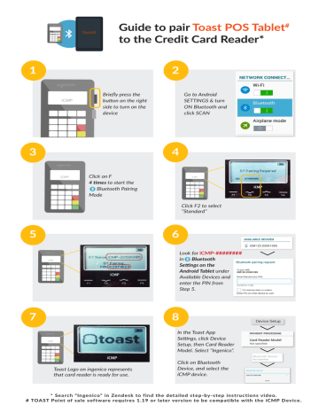 how to pair the icmp bluetooth credit card reader