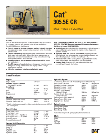 Small Specalog For Cat 305 5e Cr Mini Hydraulic Excavator Manualzz