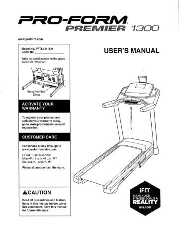 Proform 400 discount gi treadmill manual